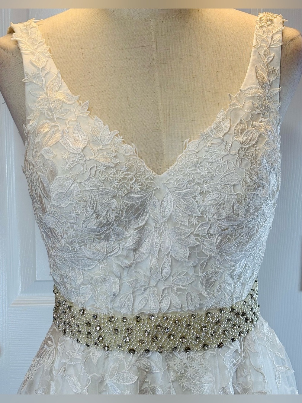 Jovani Floral Bridal Prom Cocktail Dress Tulle Skirt Ivory Size 2 #JVN68267 - Picture 2 of 10